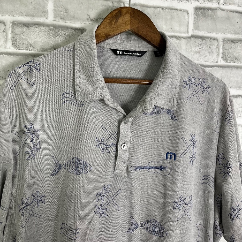 Travis Mathew Light Gray Polo with Navy Accents